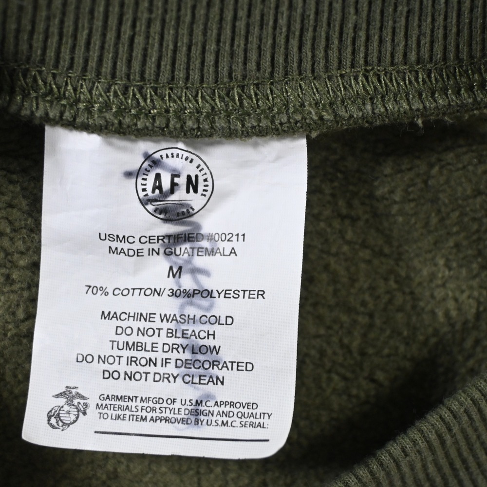 AFN USMC Certified Crewneck Sweatshirt Medium Olive Green Military Logo - Picture 5 of 7